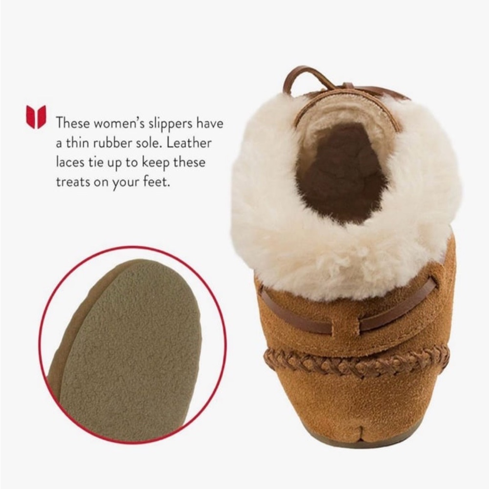 MINNETONKA Moccasin Slipper Booties Leather/ Faux Fur Lining Women’s Size 8 - Picture 4 of 12